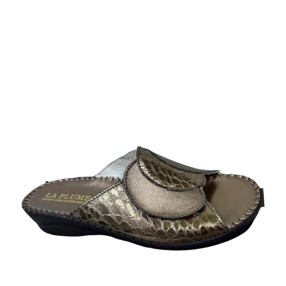 NEW LAPLUME women's paola sandals in pewter metallic